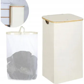 Koš na prádlo ÚZKÝ VELKÝ KOŠ NA PRÁDLO / HRAČKY S VÍKEM ČERNÝ 63L