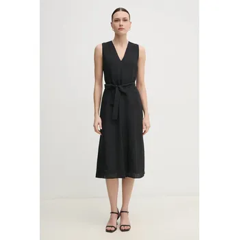 Dámské šaty Šaty s příměsí lnu Calvin Klein K20K208424 černá 99X, vel. 36