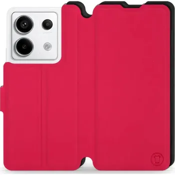 Pouzdro na mobilní telefon Flipové pouzdro Mobiwear Semiš - Xiaomi Redmi Note 13 Pro 5G / Poco X6 5G - Rudé & Černé - VÝPRODEJ (Knížkové semišové flip pouzdro, obal, kryt na mobil Xiaomi Redmi Note 13 Pro 5G / Poco X6 5G - Rudé & Černé, materiál semiš + TPU, ochrana 360°, stojánek,