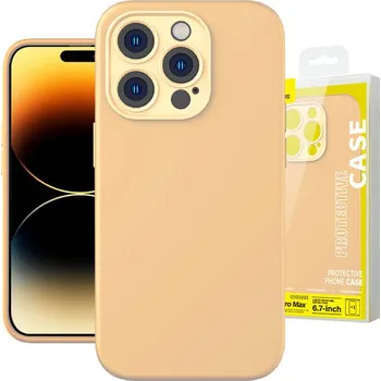 Náhradní kryt pro mobilní telefon Baseus Liquid Silica Gel Case pro iPhone 14 Pro Max (Sunglow)+ tvrzené sklo + čisticí sada
