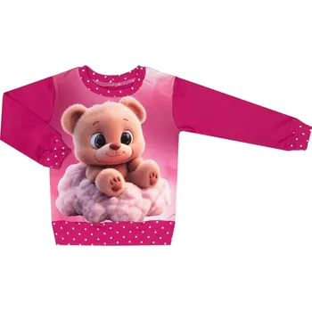 Mikina bez kapuce - Puntík fuchsie - medvídek Velikost: 128