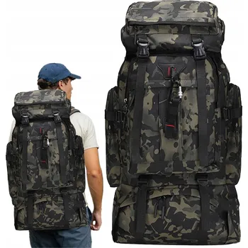 turistický batoh BATOH TURISTICKÝ 80L VODĚODOLNÝ PRO TURISTIKU A HORSKÉ VÝPRAVY MASKÁČOVÝ