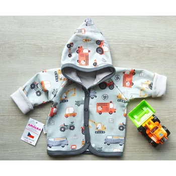 Kojenecké oblečení AMÁLKA Dvojitý kabátek s kapucí teplákovina, auta Velikost: 68-74
