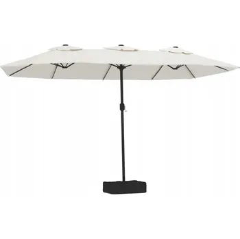 Stínicí technika Dvojitý Zahradní Slunečník s LED, UV ochranou a Klikou, Pískově Bílý a Tmavě Šedý