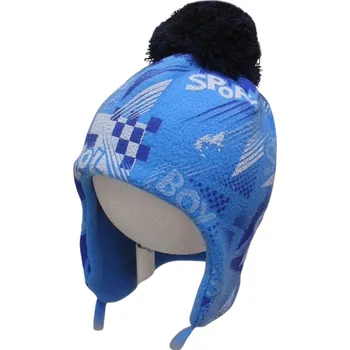 Čepice Chlapecká čepice ROCKINO fleece s bambulí zimní modrá Barva: Modrá, Velikosti: 54