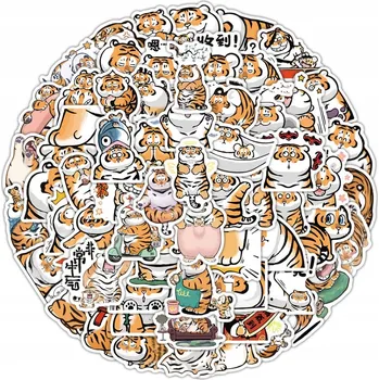 samolepka 100 Samolepek Tygři Legrační Papírové Nálepky 3×4 cm Sada