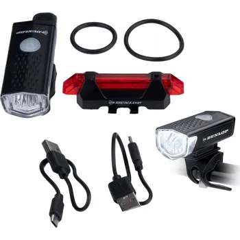 Cyklosvítilna Osvětlení na kolo Dunlop přední zadní bílé červené 400 lm akumulátor (dobíjecí)