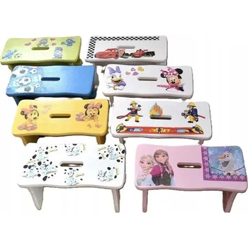 Stolička STŘEDNÍ ZDOBENÁ STOLIČKA DECOUPAGE POHÁDKA TABURET SOSNOVÁ STOLIČKA do kuchyně