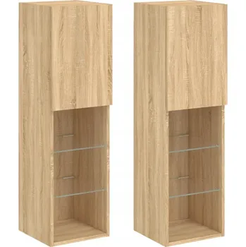 Televizní stolek TV stolek s RGB LED osvětlením, dub sonoma, 30,5x30x102 cm