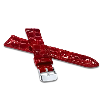 LAVVU Lesklý červený prošitý řemínek CROCO OCALA z luxusní kůže Top Grain - 12