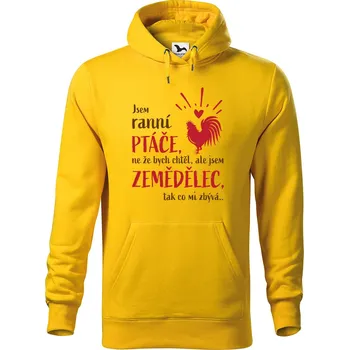 Pánská mikina DOBRÝ TRIKO Pánská mikina s potiskem Ranní ptáče Velikost pánské mikiny: XL, Barva: Žlutá
