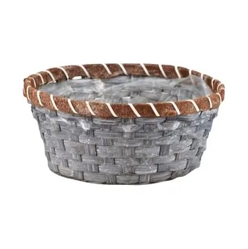proutěný koš šedý oválný - výška 10 cm