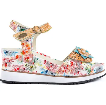 Dámské sandále Dámské béžové sandály na klínku Laura Vita Hecio 19 Velikost: 41