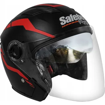 Helma na motorku MOTOCYKLOVÁ PŘILBA OTEVŘENÁ NA SKÚTR ČTYŘKOLKU MOTOKÁRU KOLO KOLOBĚŽKU S CLONOU ČERNÁ