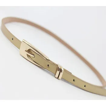 Opasek Tenký dámský opasek z PU kůže - Zlatá