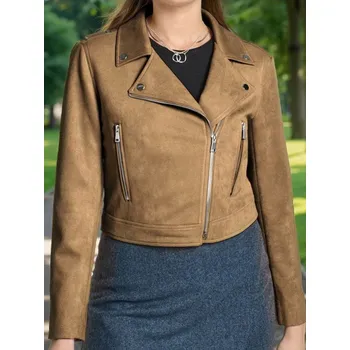 Dámský kabát Sinsay - Bunda biker - hnědá - 599DA-88X - 599DA-88X-XS