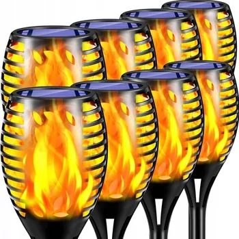 Venkovní osvětlení 8x SOLÁRNÍ ZAHRADNÍ LAMPA ZAPICHOVACÍ LED POCHODEŇ LUCERNA EFEKT PLAMENE