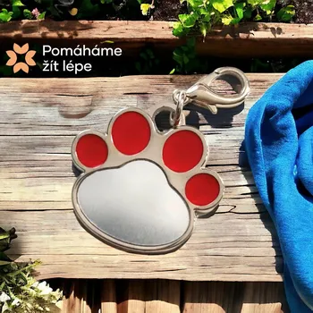 psí známka Pomáháme žít lépe Psí známka - červená tlapka