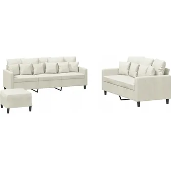 Pohovka Krémová sametová pohovka pro 2-3 osoby s podnožkou