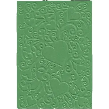 Sběratelská karetní hra Embosovaná karta A6 - srdce - tm.zelená