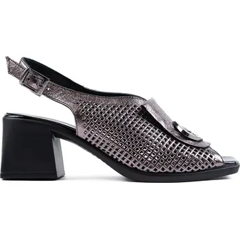 Dámské sandále Dámské stříbrné perforované sandály Letizia na podpatku Velikost: 41