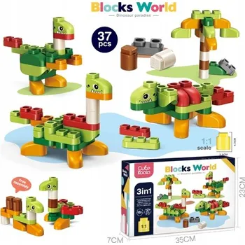 ostatní stavebnice DINOSAUŘI Z KOSTEK PRO MIMINKO 3V1, 37 DÍLŮ