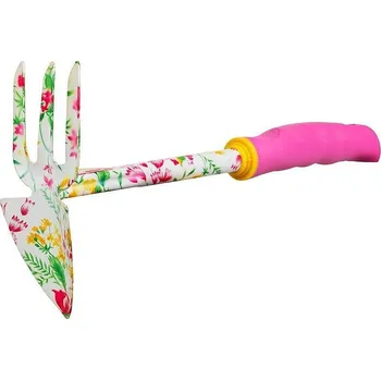 Motyka Strend Pro Garden Motyčka Strend Pro, záhradnícka, špicatá, trojzubá, potlač kvetov, ružová, Ladies line