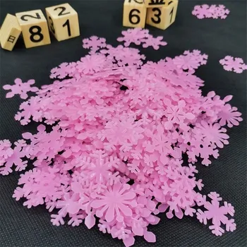 Samolepící dekorace Svítící samolepky na zeď | svítící vločky, 50 ks - Růžová