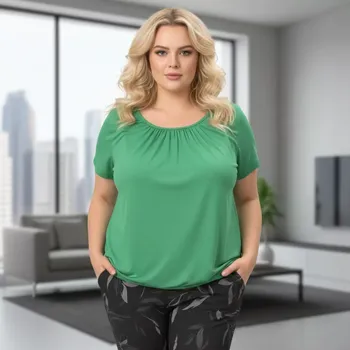 Dámské tričko Dámské zelené triko do gumy Italy moda univerzální velikost XXL - XXXL P1692