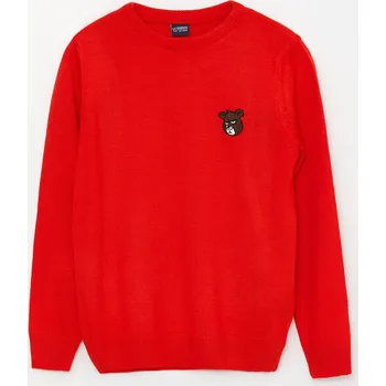 Dívčí oblečení Dětský pletený svetr s kulatým výstřihem LC Waikiki červená 2566853