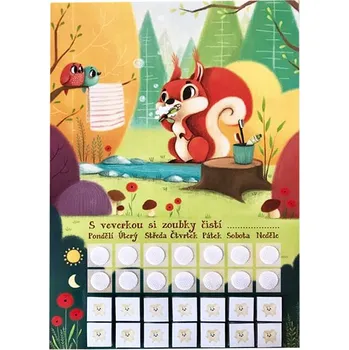 Výuková hračka Motivační tabulka k čištění zubů (Veverka v lese)