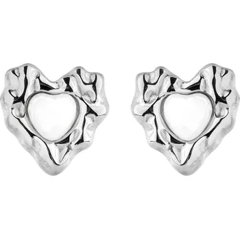 Náušnice franco bene Vintage srdíčkové náušnice s perlou - stříbrné