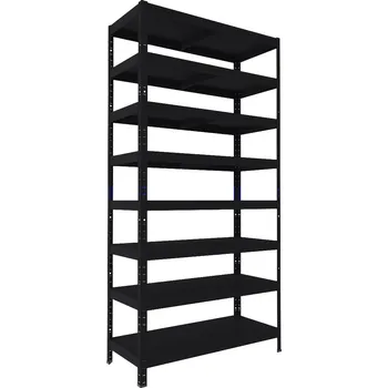 regál Kovový regál do domácnosti Biedrax 40 x 80 x 270 cm, černý - 8 polic kovových