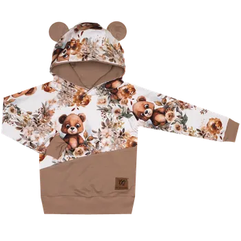 Mikina s kapucí - Medvídek s kytičkou Velikost: 80