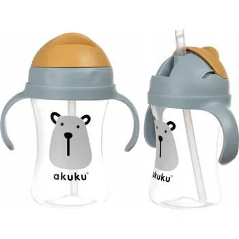 Kojenecká láhev Akuku Lahev Na Pití se skrytou slámkou, s úchyty, 300 ml, 9m+, MEDVÍDEK