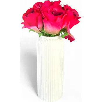 Váza VYSOKÁ SVATEBNÍ VÁZA, BÍLÁ NEROZBITNÁ 22CM, MODERNÍ VÁZA NA KVĚTINY