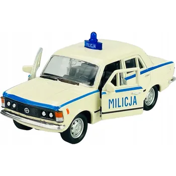 autíčko WELLY VELKÝ FIAT 125P POLICIE BÍLÝ 1:34 LEGENDY PRL NOVÝ MODEL KOVOVÝ