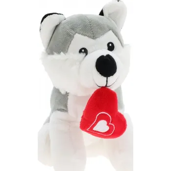 Plyšový pes Husky A 18 cm bílo-šedý