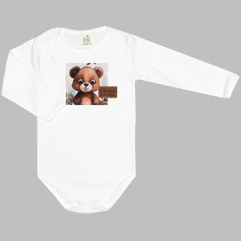 Bodyčko - Bílé Medvídek s kytičkou Velikost: 92