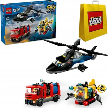 Stavebnice LEGO LEGO CITY SADA S HELIKOPTÉROU, HASIČSKÝM AUTEM A PONORKOU DÁREK