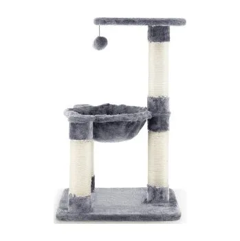 Škrabadlo pro kočky PV10023GR s útulnou houpací sítí a velkou plošinou, 64 cm - B COSTWAY