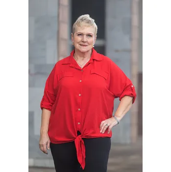 Dámská košile Italy fashion Košile s vázáním WISH Barva: Červená, Velikost: UNI: XL-3XL