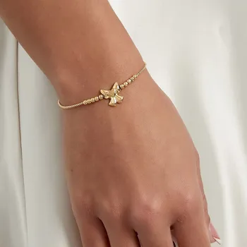 Náramek Náramek „Andělská mašle se srdcem“ z pozlacené chirurgické oceli č. 1913