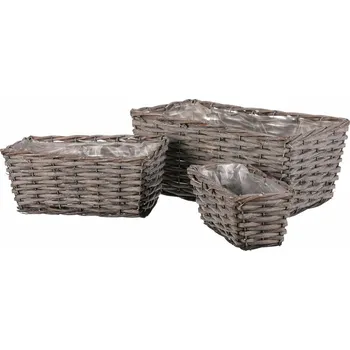 Biokrb Sada proutěných obalů na truhlíky Sven 3 ks, šedá