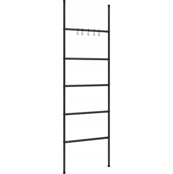 Držák na ručník Volně stojící žebříkový stojan na ručníky, 5 úrovní, železo, černý, 58x