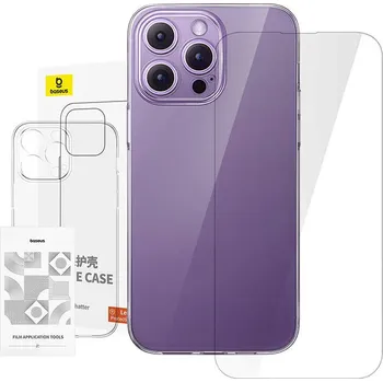 Náhradní kryt pro mobilní telefon Čiré pouzdro Baseus iPhone 14 ProMax + tvrzené sklo