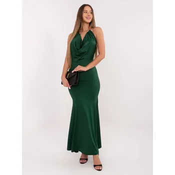Dámské šaty Dlouhé šaty s efektním výstřihem Italy Fashion tmavě zelené EU velikost: Univerzální