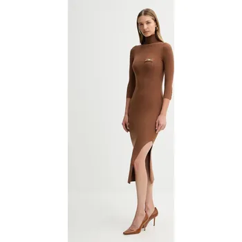 Dámské šaty Šaty s příměsí hedvábí Elisabetta Franchi AM23B56E2 hnědá 88X, vel. 42