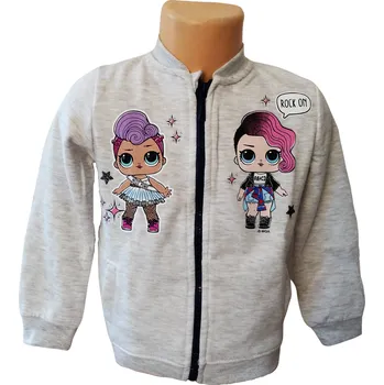 Dívčí mikina Eplusm Mikina L.O.L. na zip šedá dívčí Barva: Šedá, Velikost: 104/110