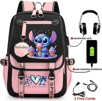Sportovní batoh Batoh s USB portem s motivem Lilo a Stitch - 2